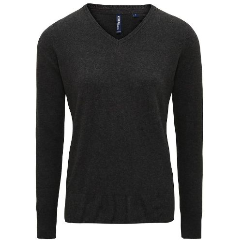Asquith & Fox Women's Cotton Blend V-Neck Sweater Heather Black